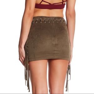 Skirts - Faux suede lace up fringe mini skirt Skirts - Faux suede lace up fringe mini skirt